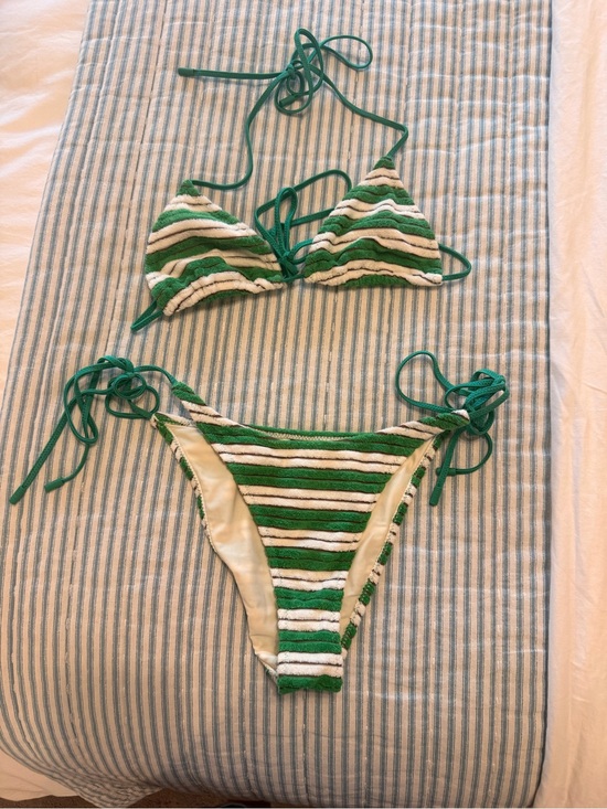 triangl swimwear Other - triangl Green and White Striped Bikini